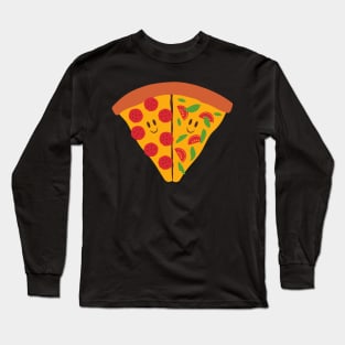 Pepperoni Tomato Cartoon Pizza Long Sleeve T-Shirt